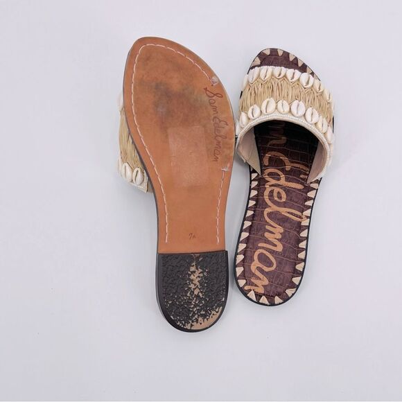 Sam Edelman Sandals Tan Cream Shell - Picture 7 of 9